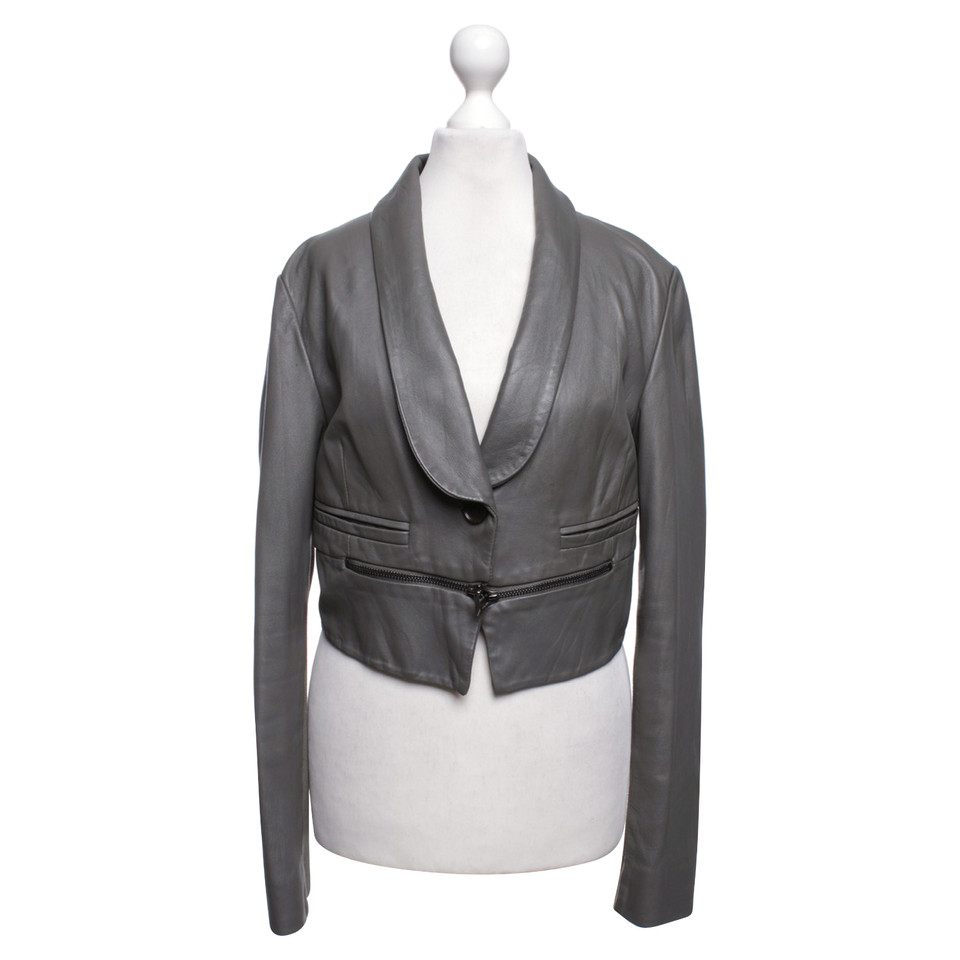 Bcbg Max Azria Leather Jacket in Gray