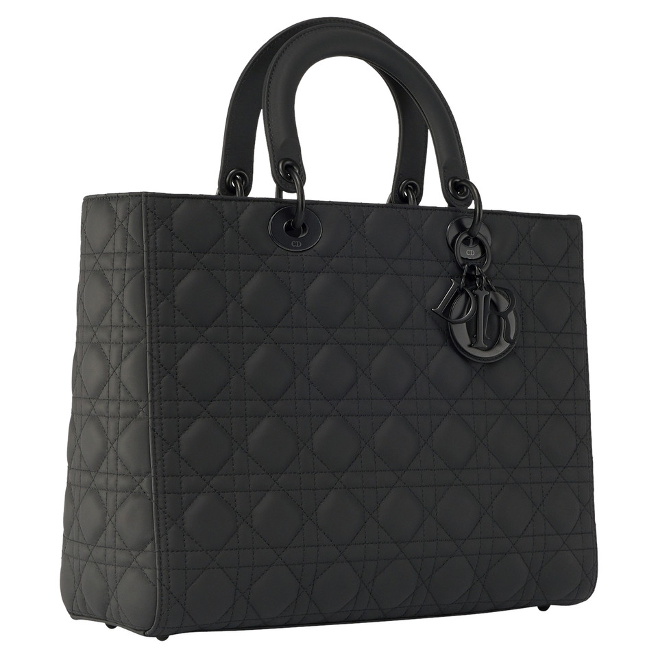 Christian Dior Lady Dior Large Shopping Tote Leather in Black