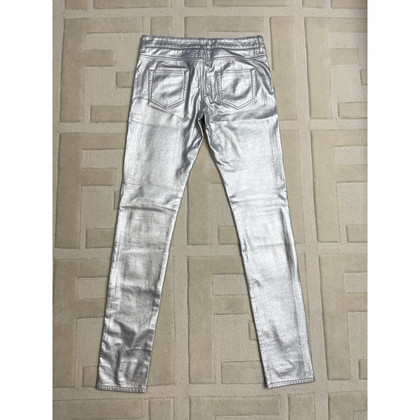 Saint Laurent Trousers Cotton in Silvery