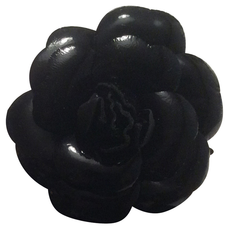 Chanel Black flower brooch