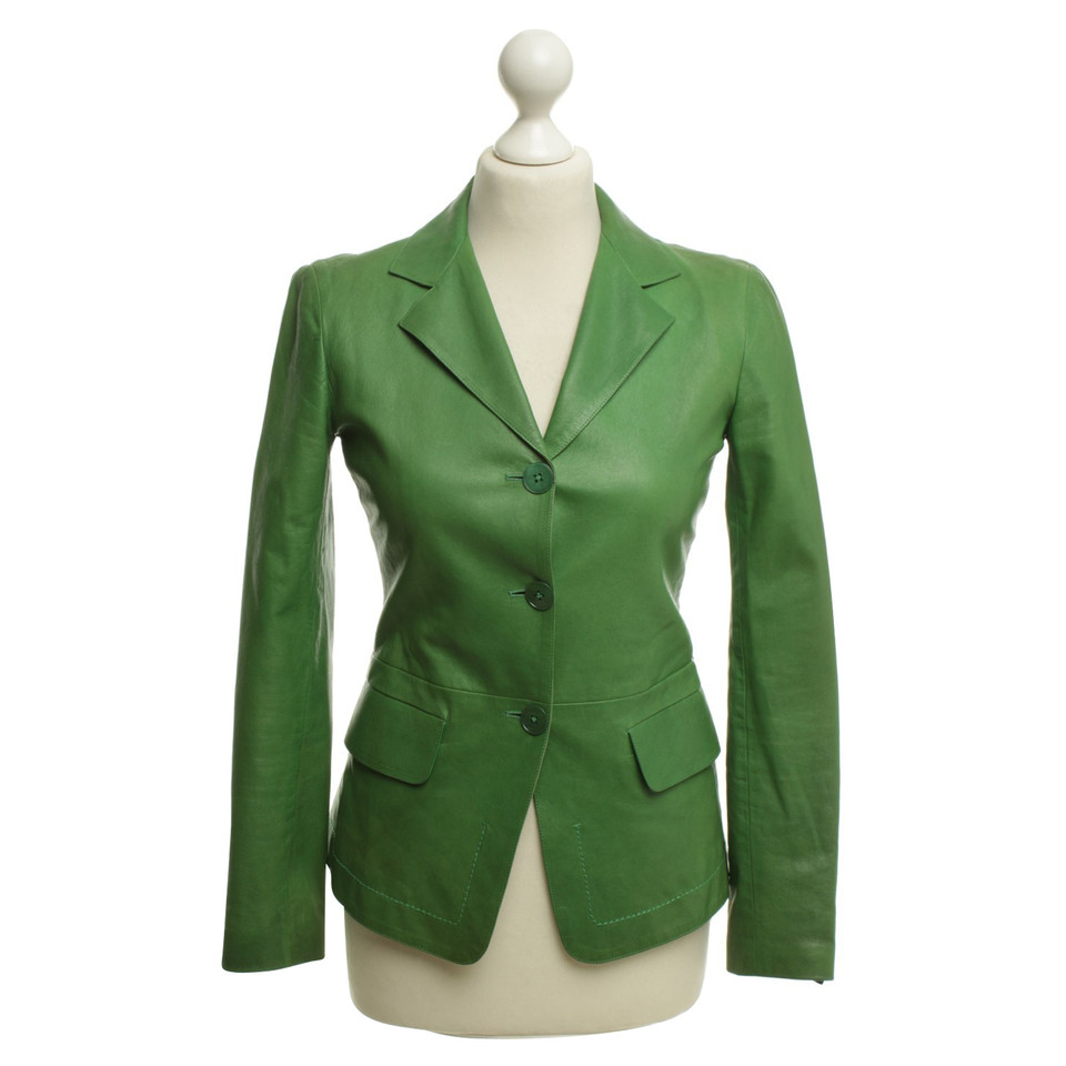 Jil Sander Leather jacket in green