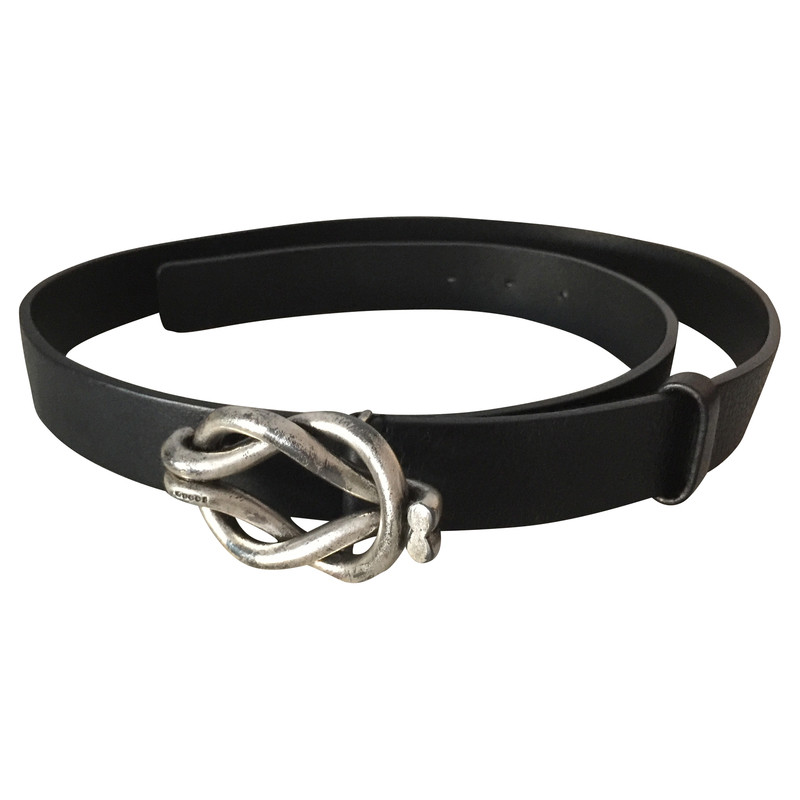 Gucci Leather belt with knots in silver - Buy Second hand Gucci Leather ...