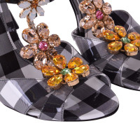 Dolce & Gabbana sandali plaid nero gioielli