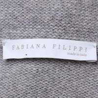 Fabiana Filippi Roll collar poncho in beige