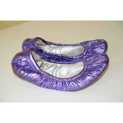 Dolce & Gabbana Slippers/Ballerina's Leer in Violet