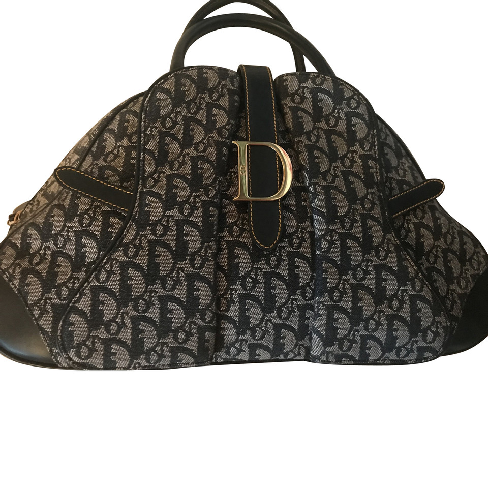 Christian Dior Saddle Bowling Bag Cotton in Blue