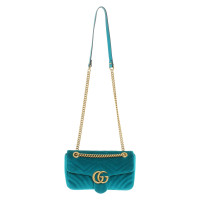 Gucci GG Marmont Velvet Shoulder Bag in Petrol