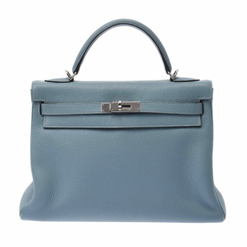 Hermès Kelly Bag Leer in Blauw