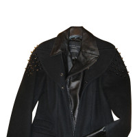 Philipp Plein Manteau de fourrure de renard en cuir de laine 36