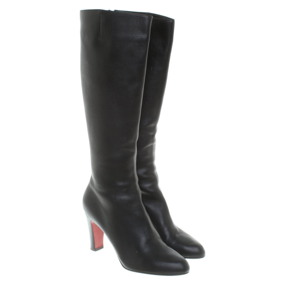 Christian Louboutin Leder-Stiefel in Schwarz