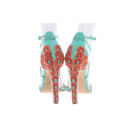 Brian Atwood Sandals Suede in Turquoise