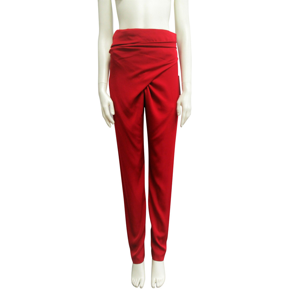 Vionnet Paire de Pantalon en Soie en Rouge