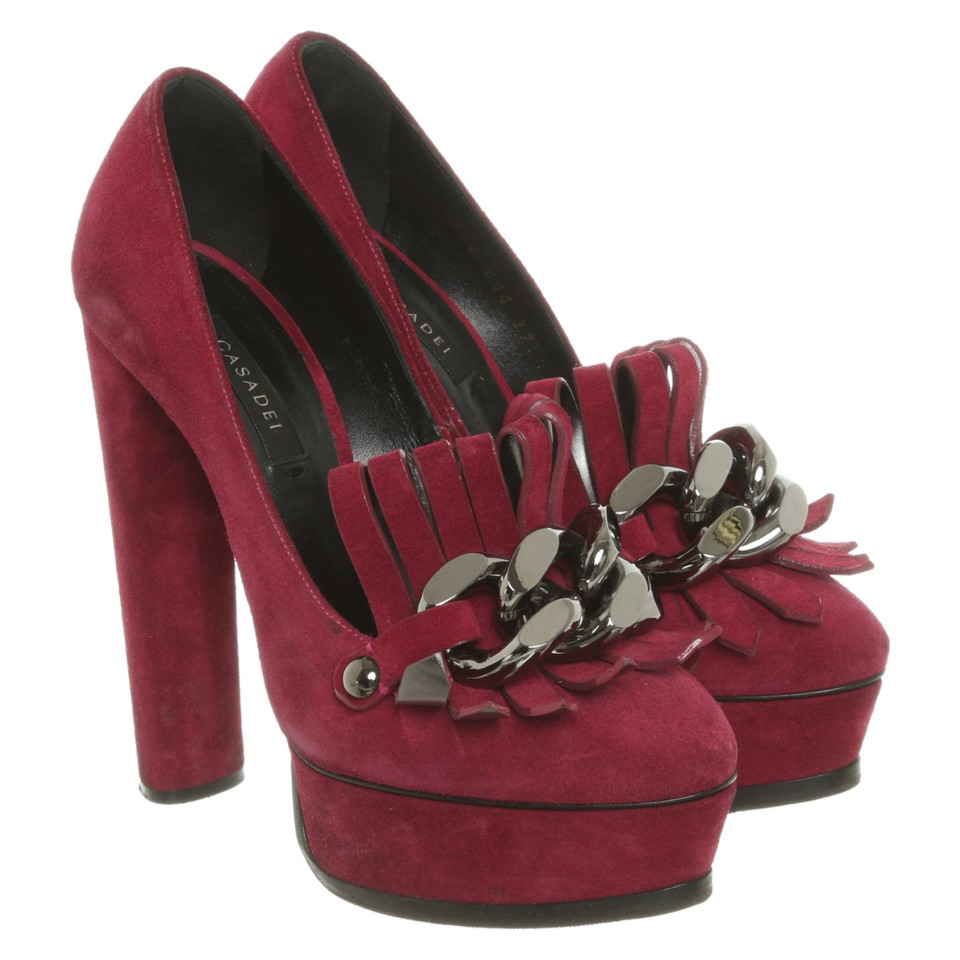 Casadei Pumps/Peeptoes Leather in Fuchsia