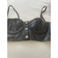 Alessandra Rich Top Leather in Black