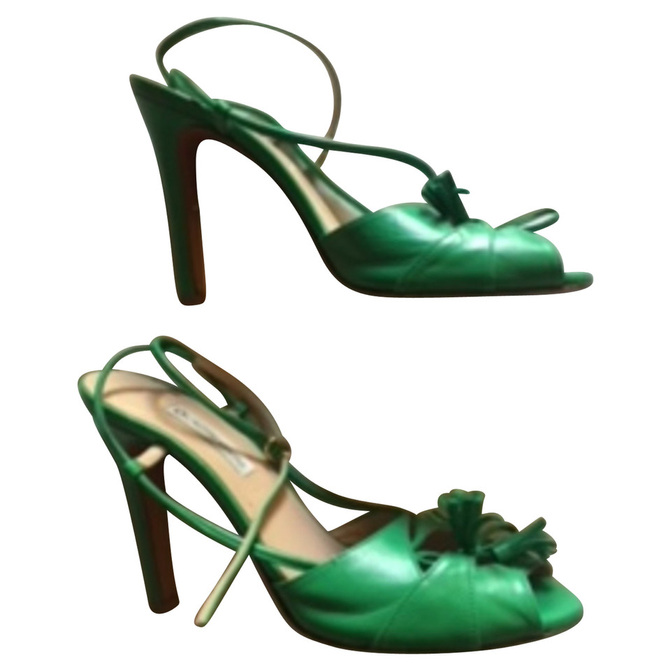 L'autre Chose Green leather sandals
