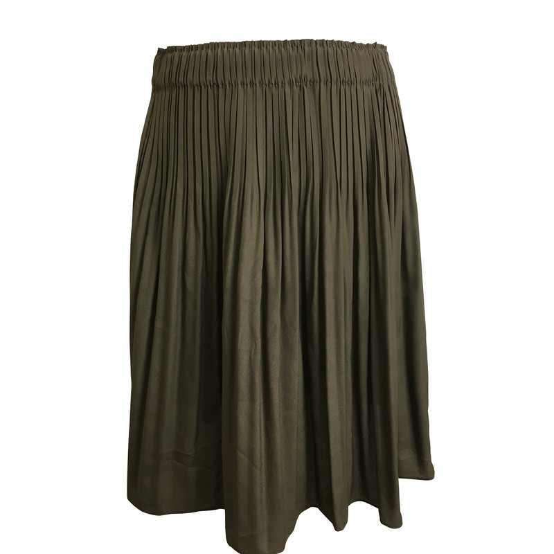 René Lezard Pleated skirt khaki