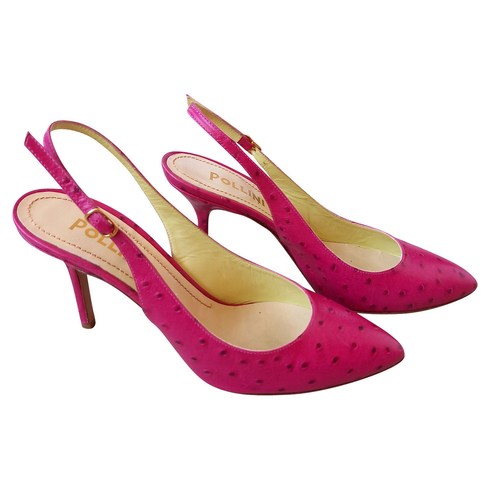 Pollini Pumps/Peeptoes Leather in Pink