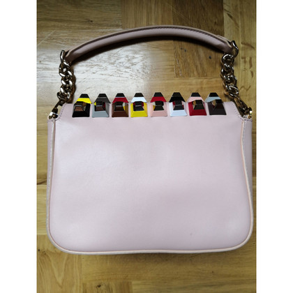 Fendi Mini 3 Baguette Perspex Studded Bag Leather in Pink