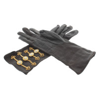 Gianni Versace Leather gloves with application