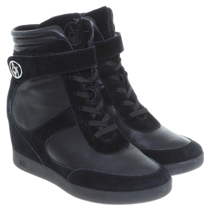Armani Jeans Ankle boots in black/blue
