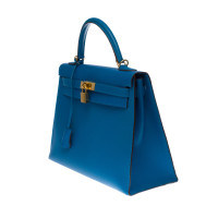 Hermès Kelly Bag 32 aus Leder in Blau