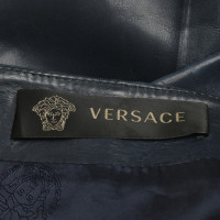 Versace Leather skirt in blue with pleats
