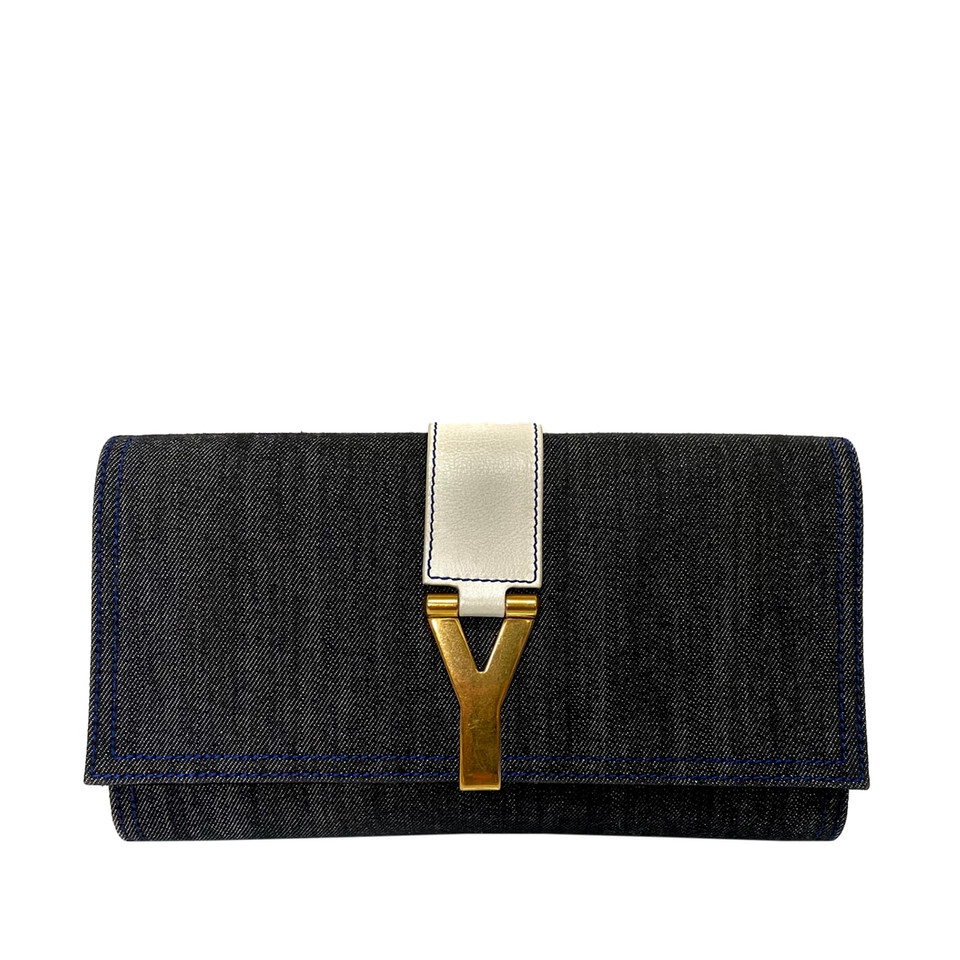 Yves Saint Laurent Clutch aus Jeansstoff in Blau