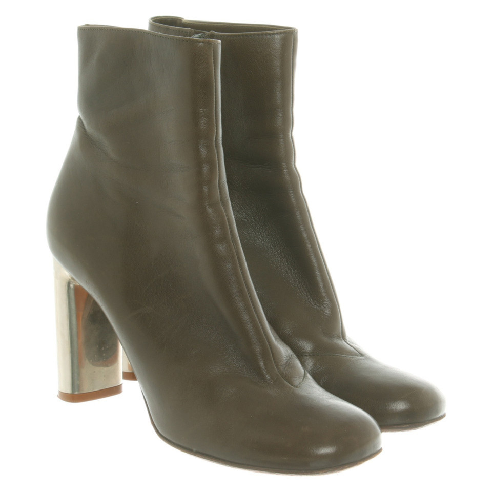 Céline Bottines en Cuir en Olive