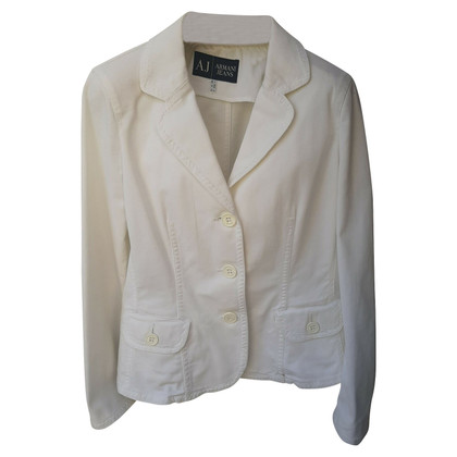 Armani Jeans Jacke/Mantel aus Baumwolle in Weiß