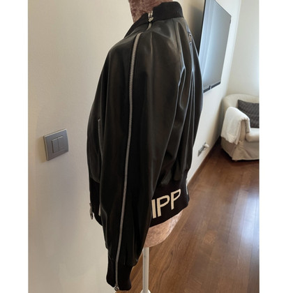 Philipp Plein Jacke/Mantel aus Leder in Schwarz