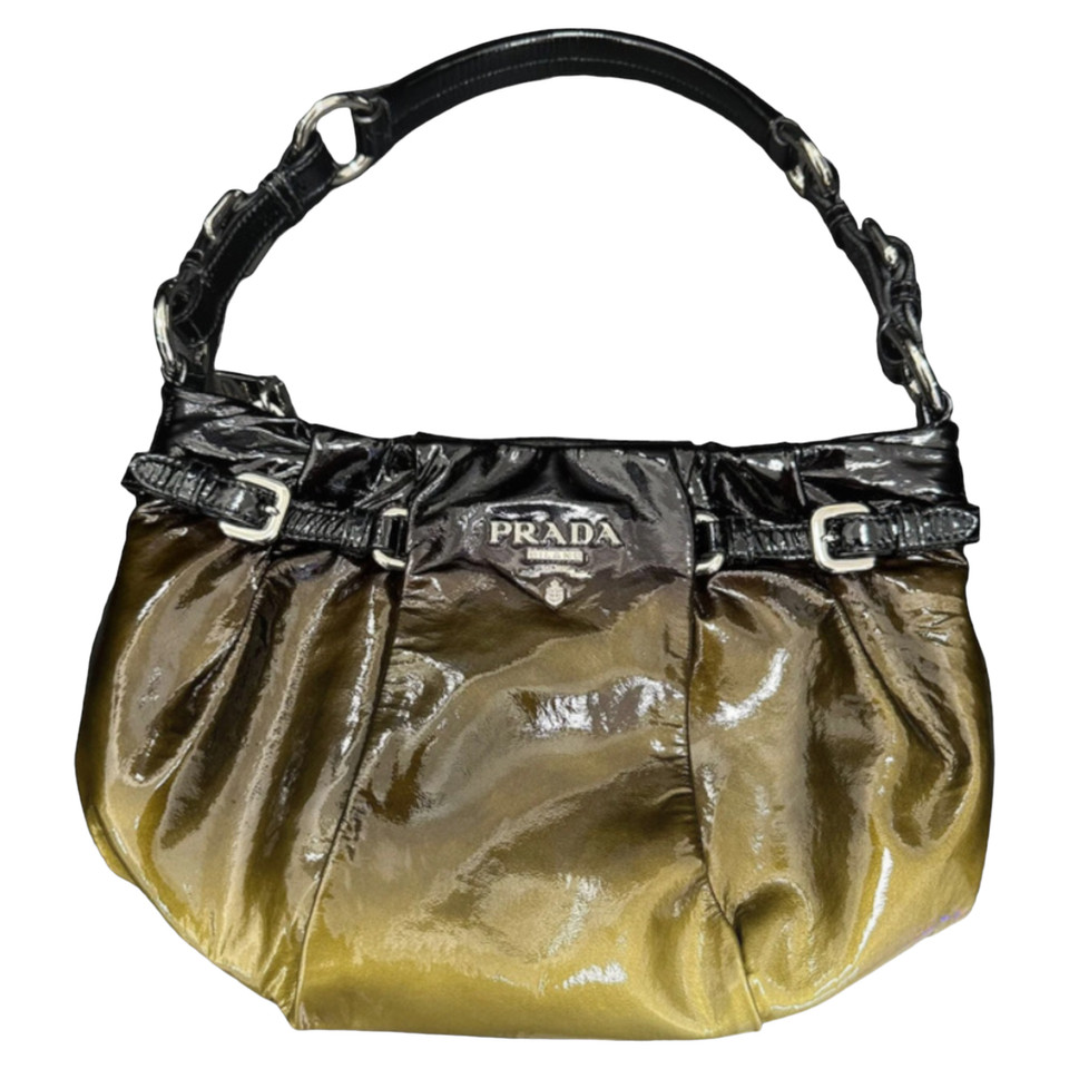 Prada Borsa a tracolla in Pelle verniciata in Nero