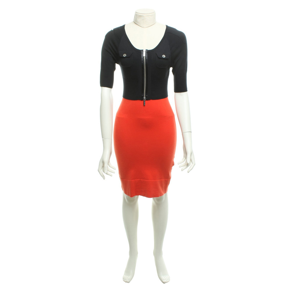 Karen Millen Knit dress in black / coral red