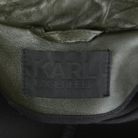 Karl Lagerfeld Jacke/Mantel aus Leder in Grün