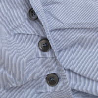 René Lezard Striped blouse with ruffles