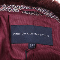 French Connection Tweed-Mantel mit Webpelzkragen