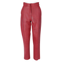 Gianni Versace Paire de Pantalon en Cuir en Rouge