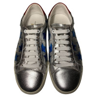 Saint Laurent Sneakers aus Leder in Silbern