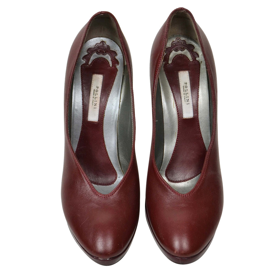 Pollini Pumps/Peeptoes aus Leder in Bordeaux