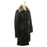 Jean Paul Gaultier Leather coat with fur collar