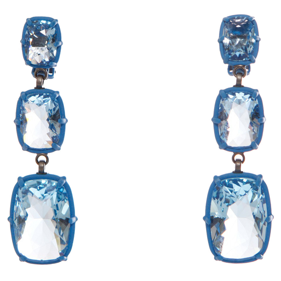 Other Designer Atelier Swarovski - blue squared drop earrings.