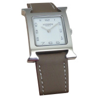 Hermès Armbanduhr aus Leder in Grau