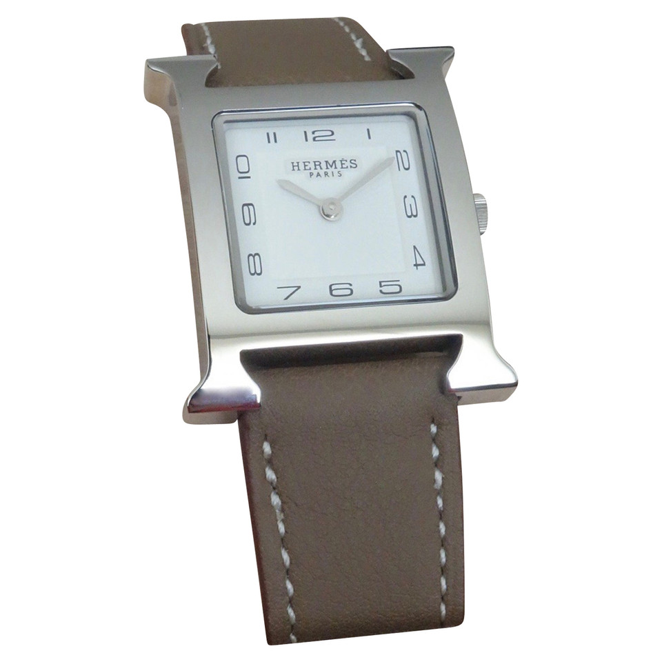 Hermès Armbanduhr aus Leder in Grau