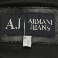 Armani Jeans Jasje van het leer in zwart