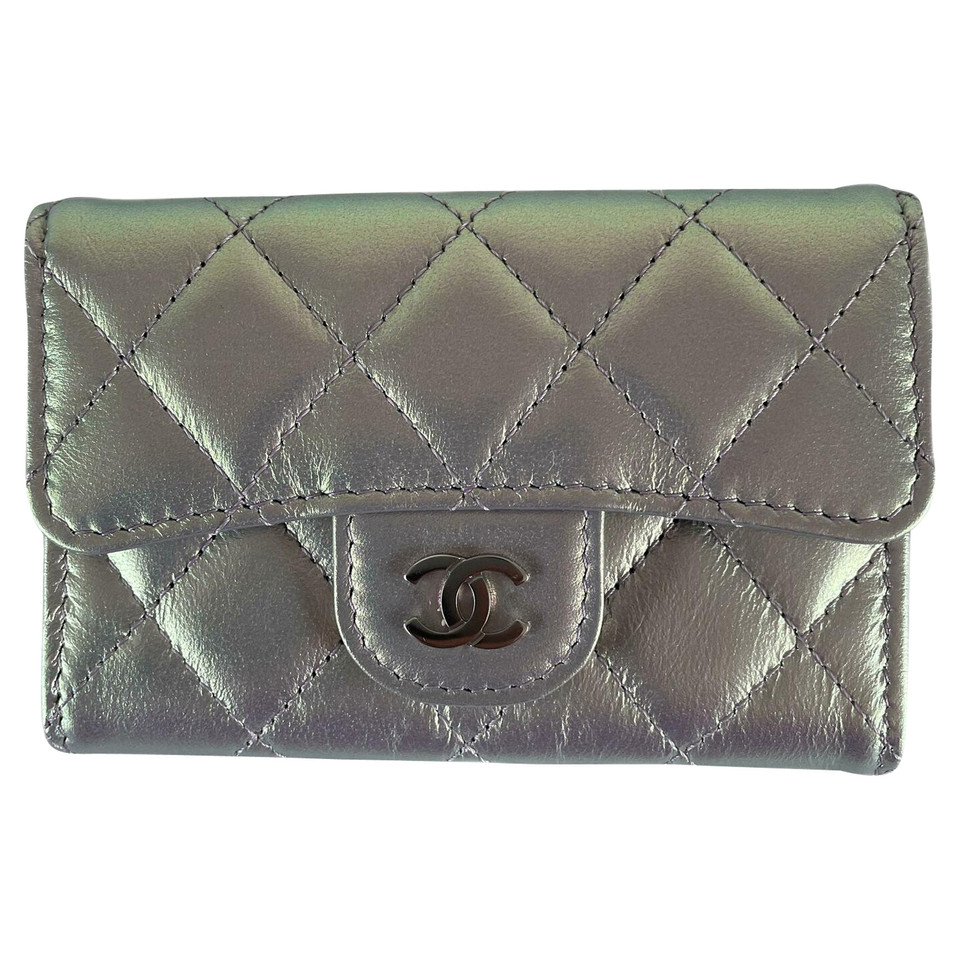 Chanel Sac à main/Portefeuille en Cuir en Argenté