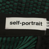 Self Portrait Top in Green / zwart