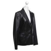 René Lezard Leather Blazer in Black