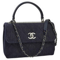 Chanel Flap Bag Top Handle Jeans fabric in Blue