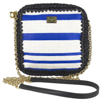 Prada Wit & amp; Blue Stripped Messenger tas