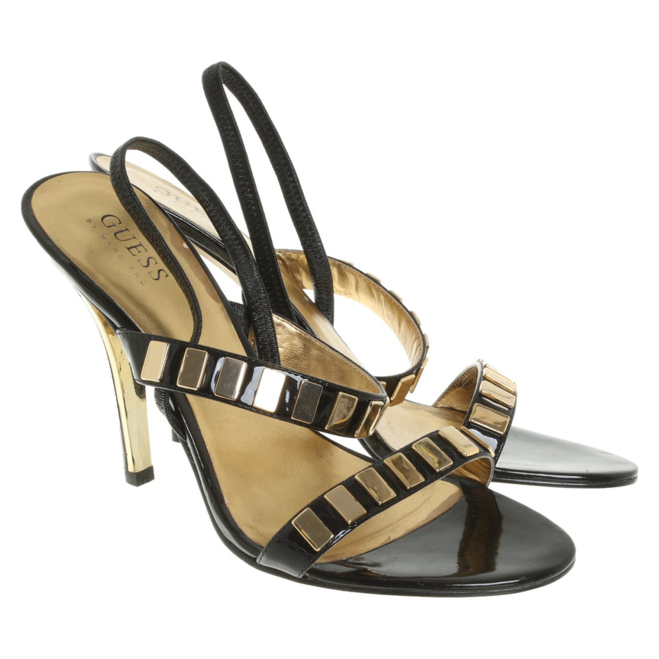 Guess Sandals Patent leather in Black