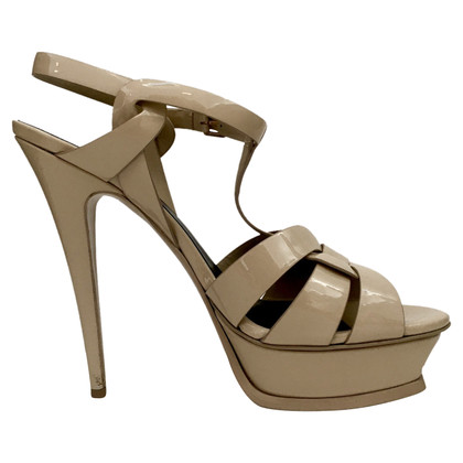 Saint Laurent Sandales en Cuir verni en Beige